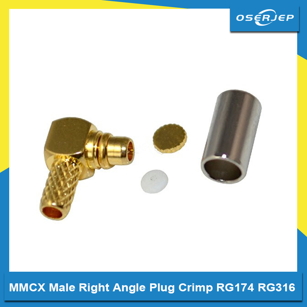 1pc New Mmcx Male Plug Right Angle 90 Degree Rf Coax Connector Crimp For Rg316rg174 Lmr100 2635