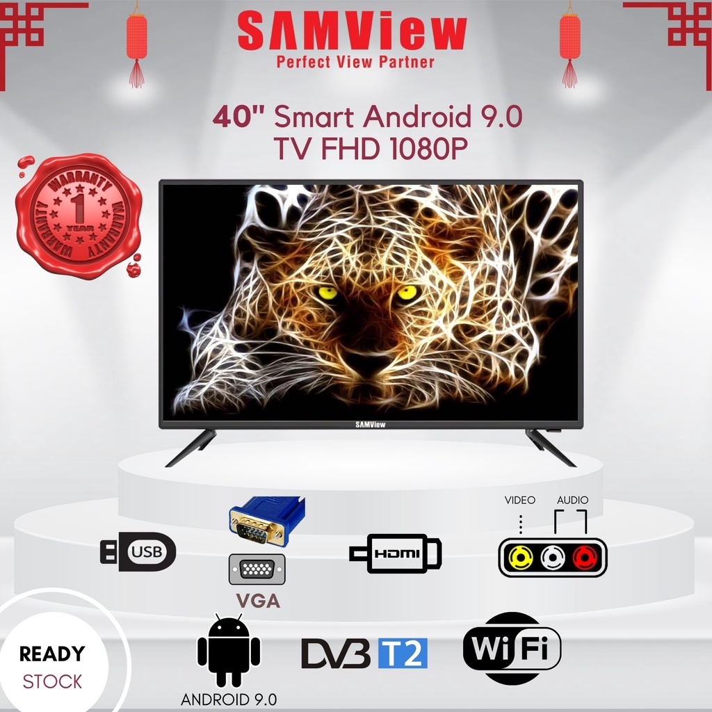 SAMView Android 9.0 Smart Digital LED TV With Freeview MYTV Ready FHD (1920x1080p/40")