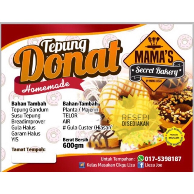 Tepung Donut Homemade 3in1  Shopee Malaysia