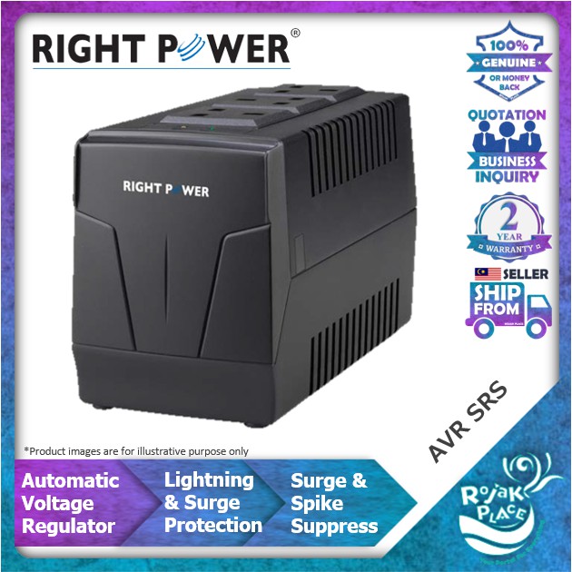 Right Power AVR SRS Series Automatic Voltage Regulator Lightning Surge Spike Protection 800VA 1000VA