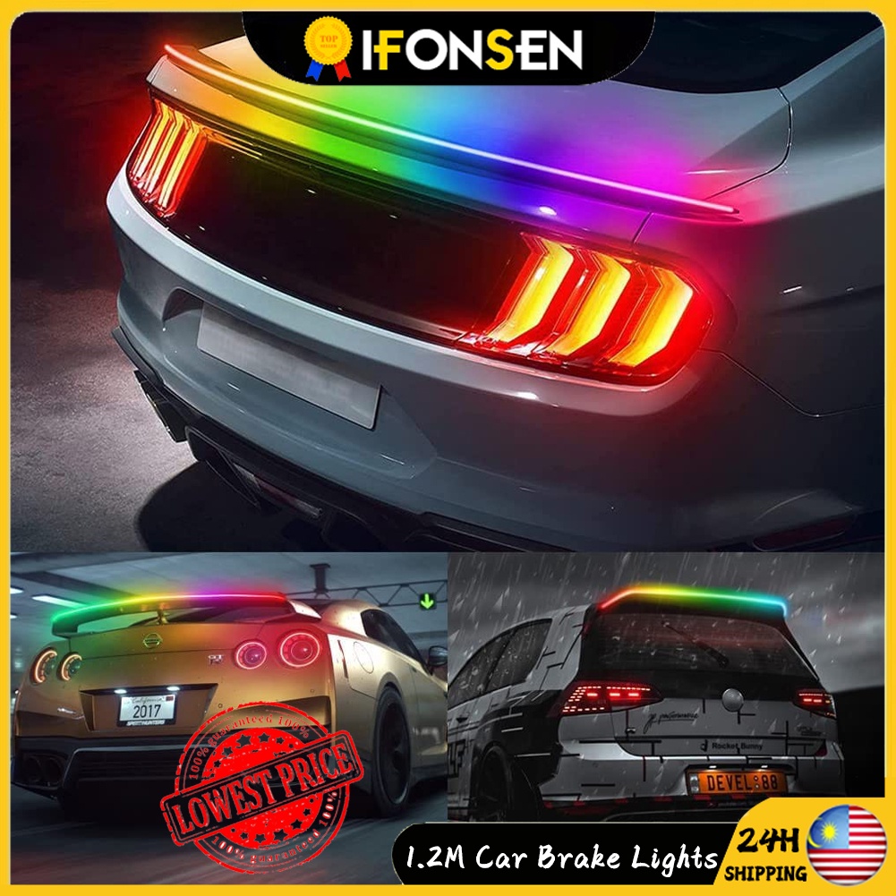 In Stock LED Spoilers Car Brake Lights Strip Carbon Rear Wing Lips Kit