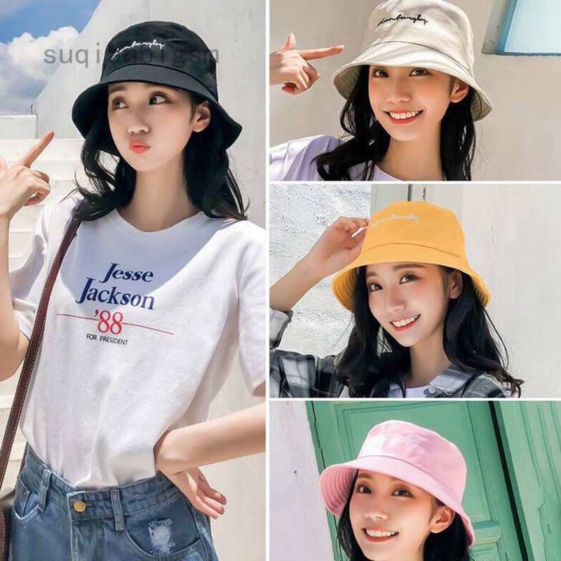 suqianbigsm Men Women Bucket Hats Japan and Korea Street Style Harajuku  Letters Print Streamers Lace Up Cap Ladies Summer Sun Hat | Shopee Malaysia