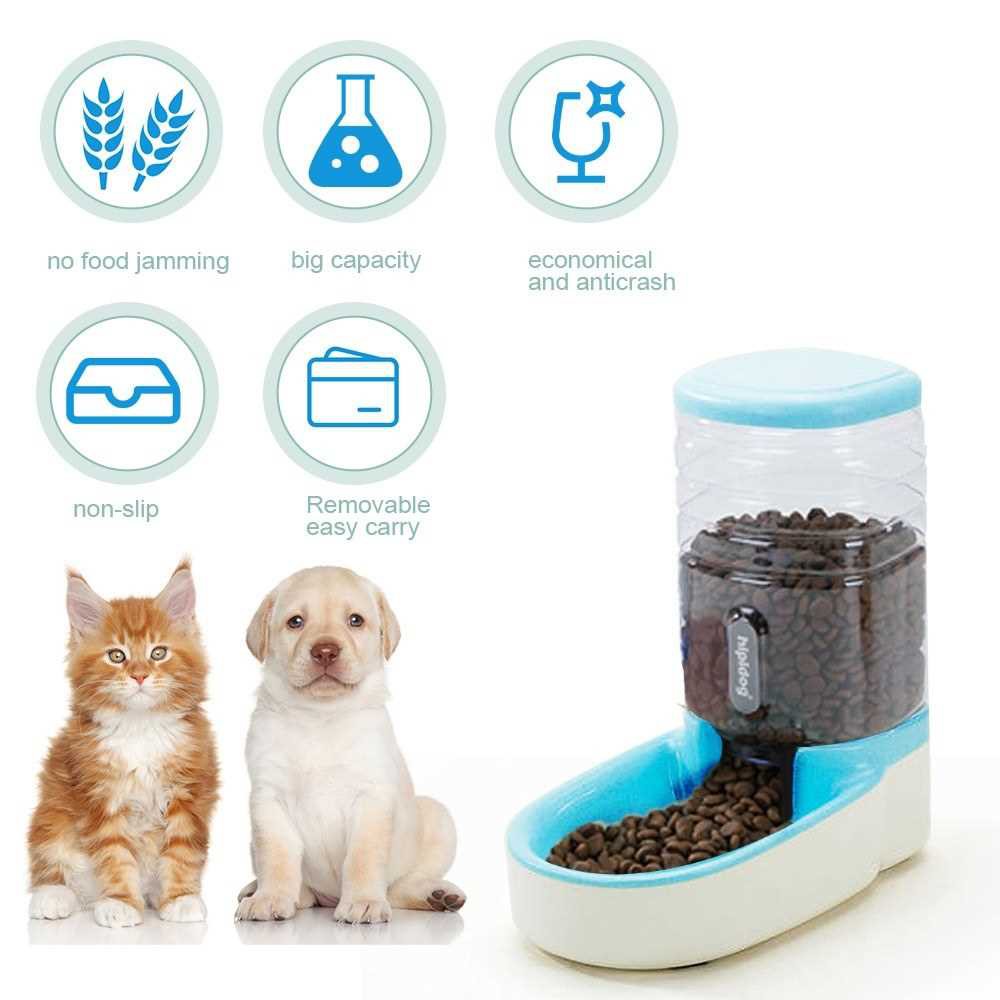 Automatic Pets Gravity Food Dispenser Set Small Big Dogs and Cats ...