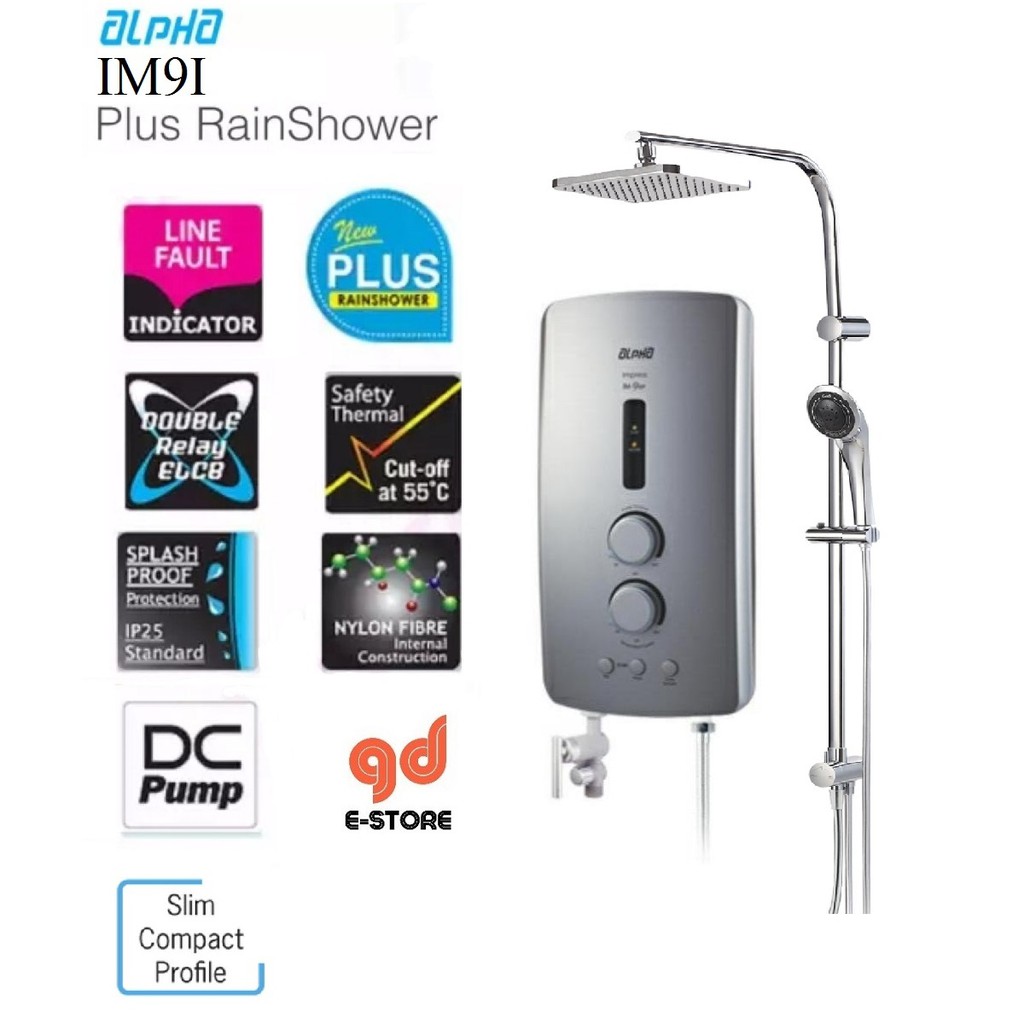 Alpha Water Heater IM9I DC Pump Rain Shower Plus Silver Shopee Malaysia