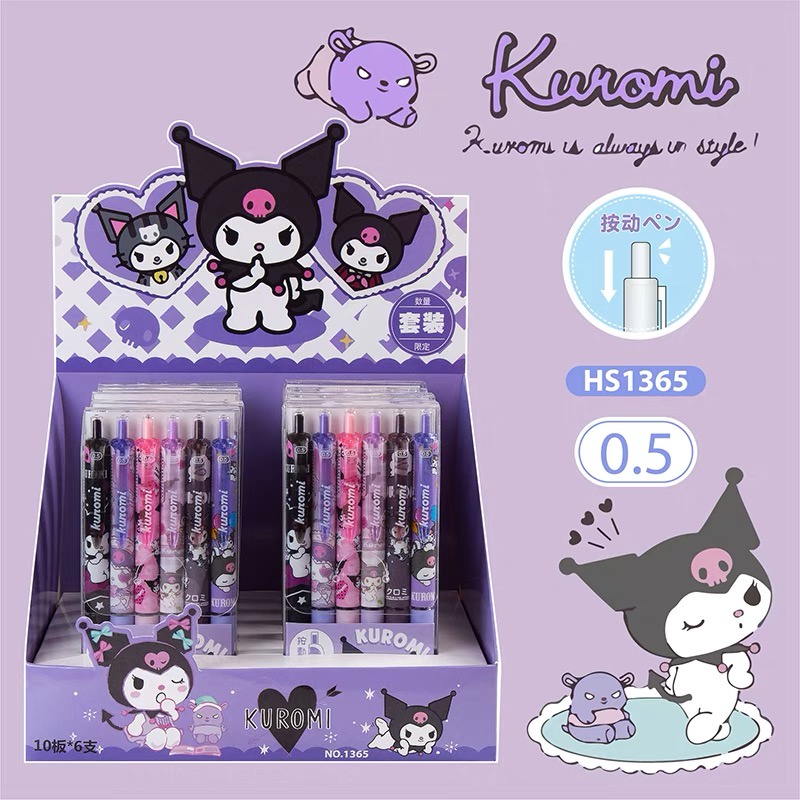 6Pcs/Pack Sanrio 0.5mm animal Gel Pen Kawaii kuromi Press Pen Neutral ...