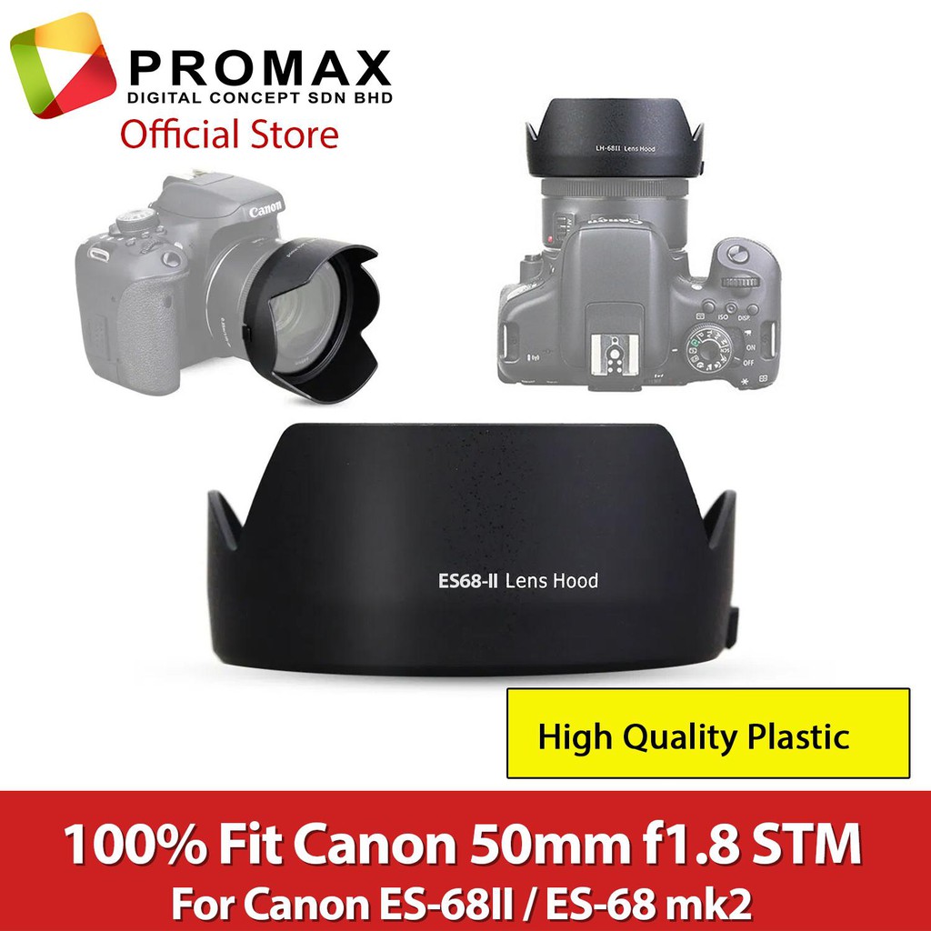 Black 50mm Dedicated Reversible Lens Hood Shade Fit for Canon EF 50mm f/1.8 STM Lens Replaces Canon ES-68 Hood 