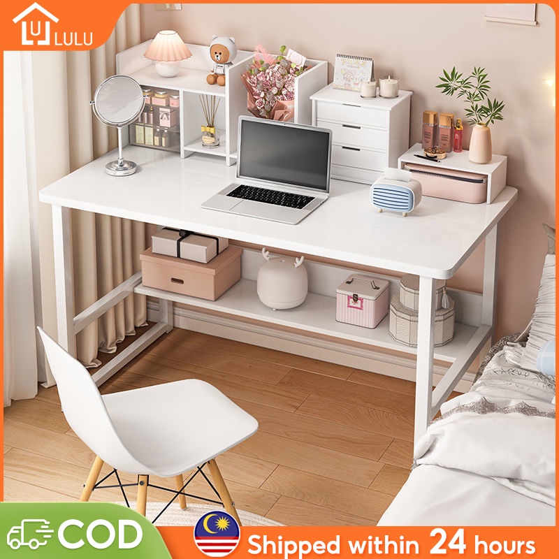 LULU🔥120CM Meja belajar Study table Computer Table modern Student writing meja Double Layer