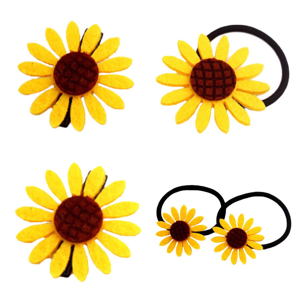 Luckyone My Sunflowers Hair Ring Hairpins Women Girls Cute Flower Hair Rope Elastics Hair Accessories