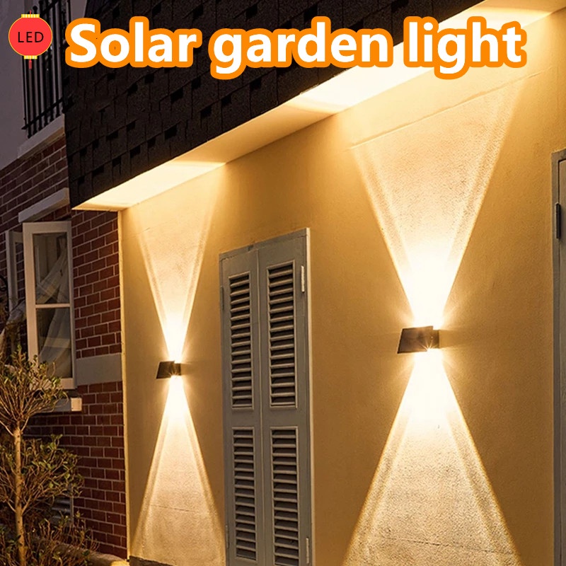 Malaysia stocklampu solar outdoor waterproof Wall Light solar light outdoor lighting Wall Lamp Solar Led Light automatic switch night lamp led spotlight sensor light for Courtyard Street Landscape Garden Decoration lampu dinding 太陽能燈戶外 led