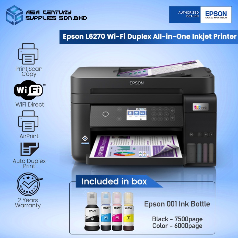 [free Gift] Epson L6270 All In One Printer   Duplex Print Scan Copy Adf 