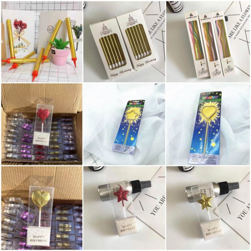 [Ready Stock] Trendy Birthday Candle Fire spark, Sparkling, Love, Star Candle/ 网红生日蜡烛，烟花，仙女棒，爱心，星星