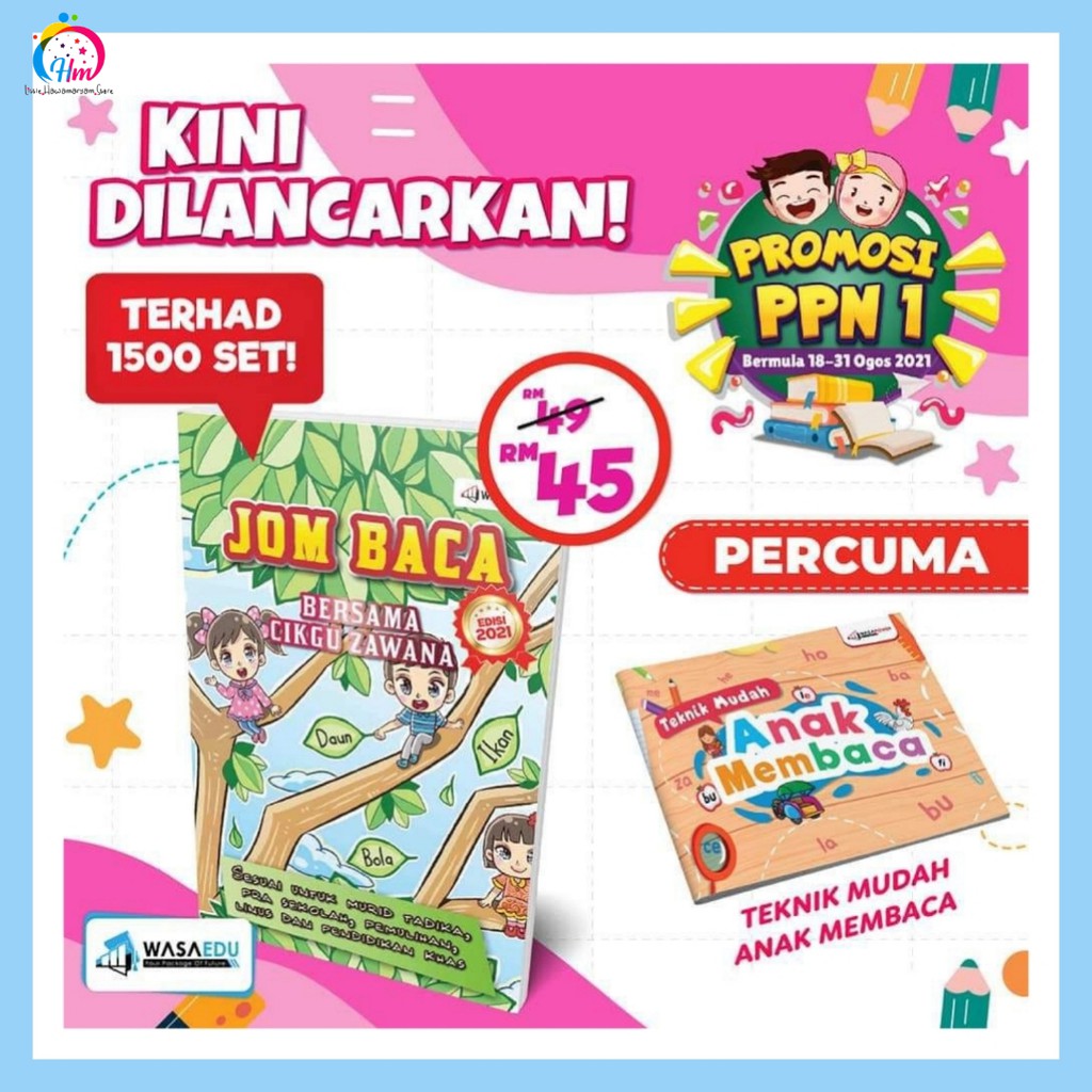 Buku Jom Baca Bersama Cikgu Zawana Edisi 2021 L Buku Aktiviti Membaca L Buku Prasekolah L Buku Latihan Membaca Kana Shopee Malaysia