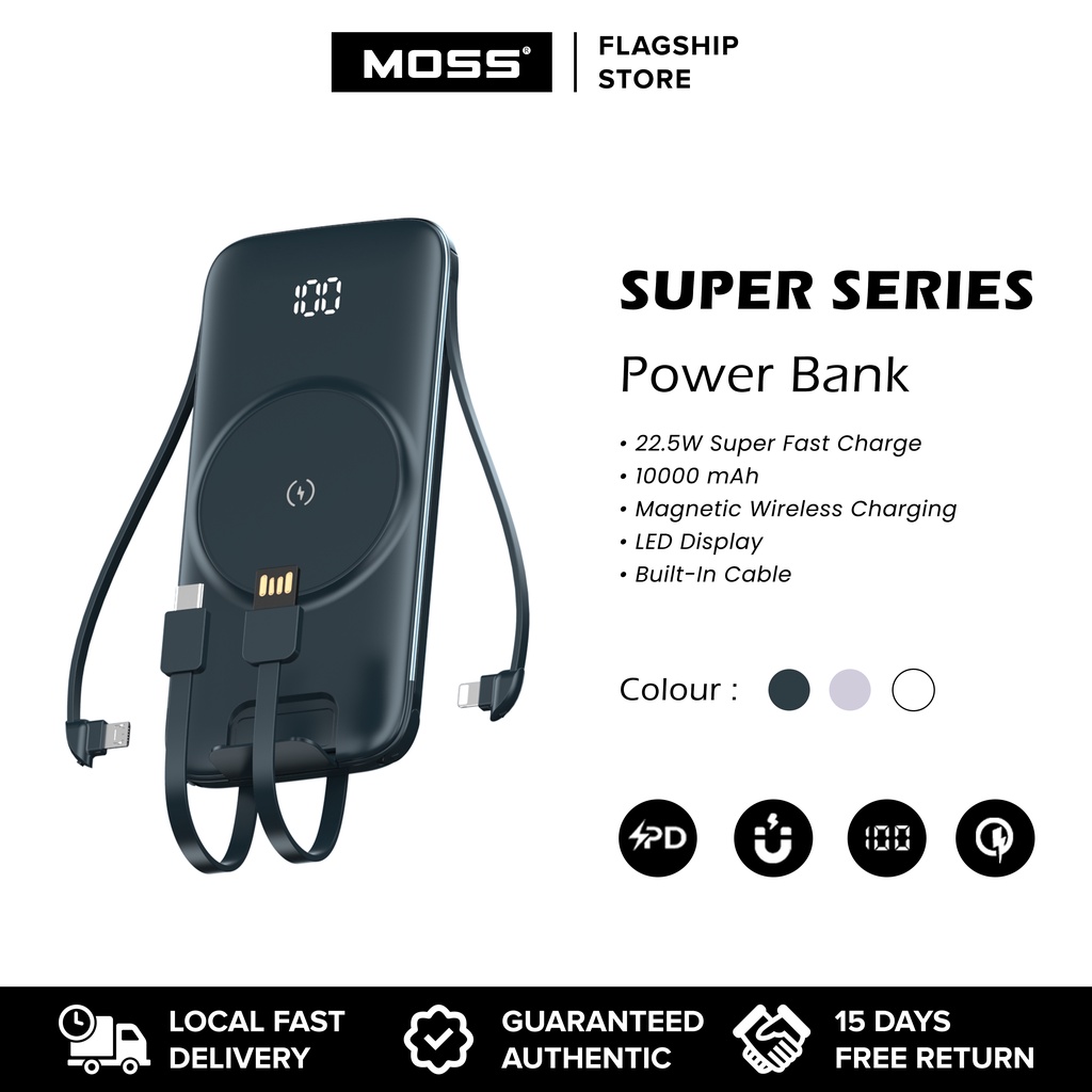 MOSS 22.5W PD QC 3.0 Fast Charge Super Power Bank with 10000 mAh LED
