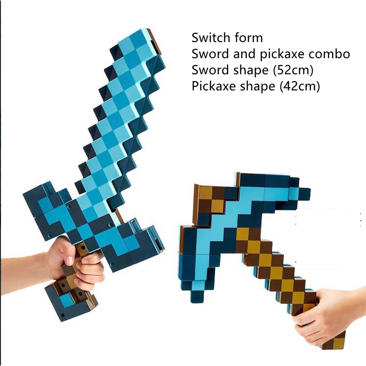 Popular Games Minecraft Toys Blue Diamond Deformation Sword Two In One Bow And Arrow Model Role Playing Children S Gifts Movable Deformation Model Shopee Malaysia