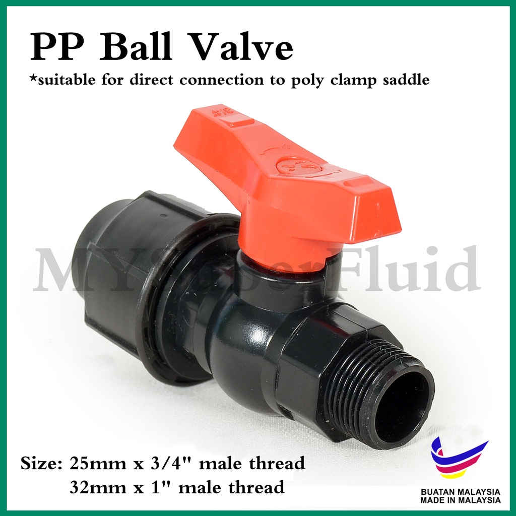 POLY HDPE PP Ball Valve (25mm x 3/4