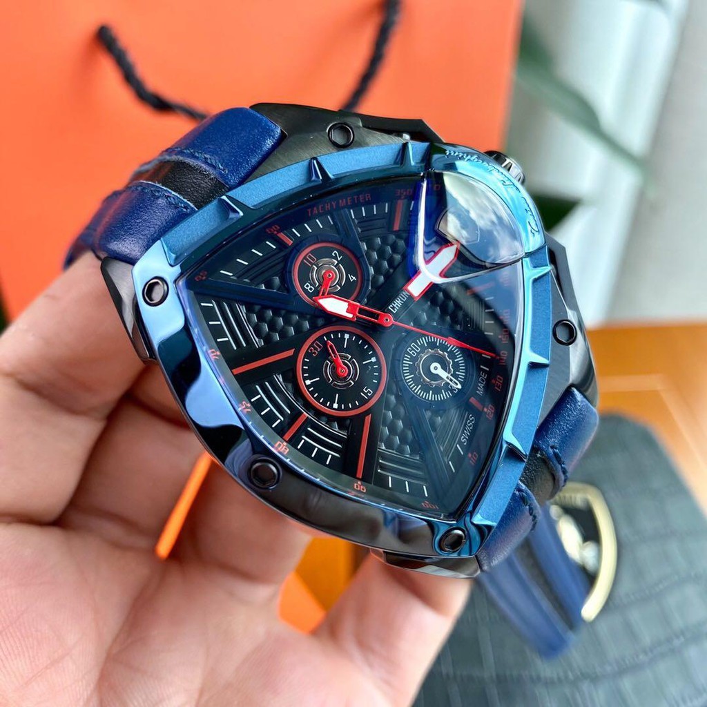 Tonino Lamborghini Spyder Black Dial Blue Leather Watch 9005 | Shopee  Malaysia