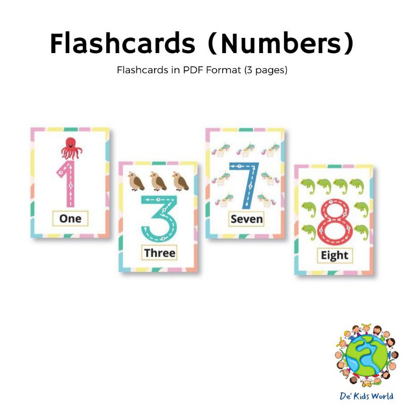 [PRINTABLE] Numbers Flashcards with Finger Tracing for Toddler/Kids ...