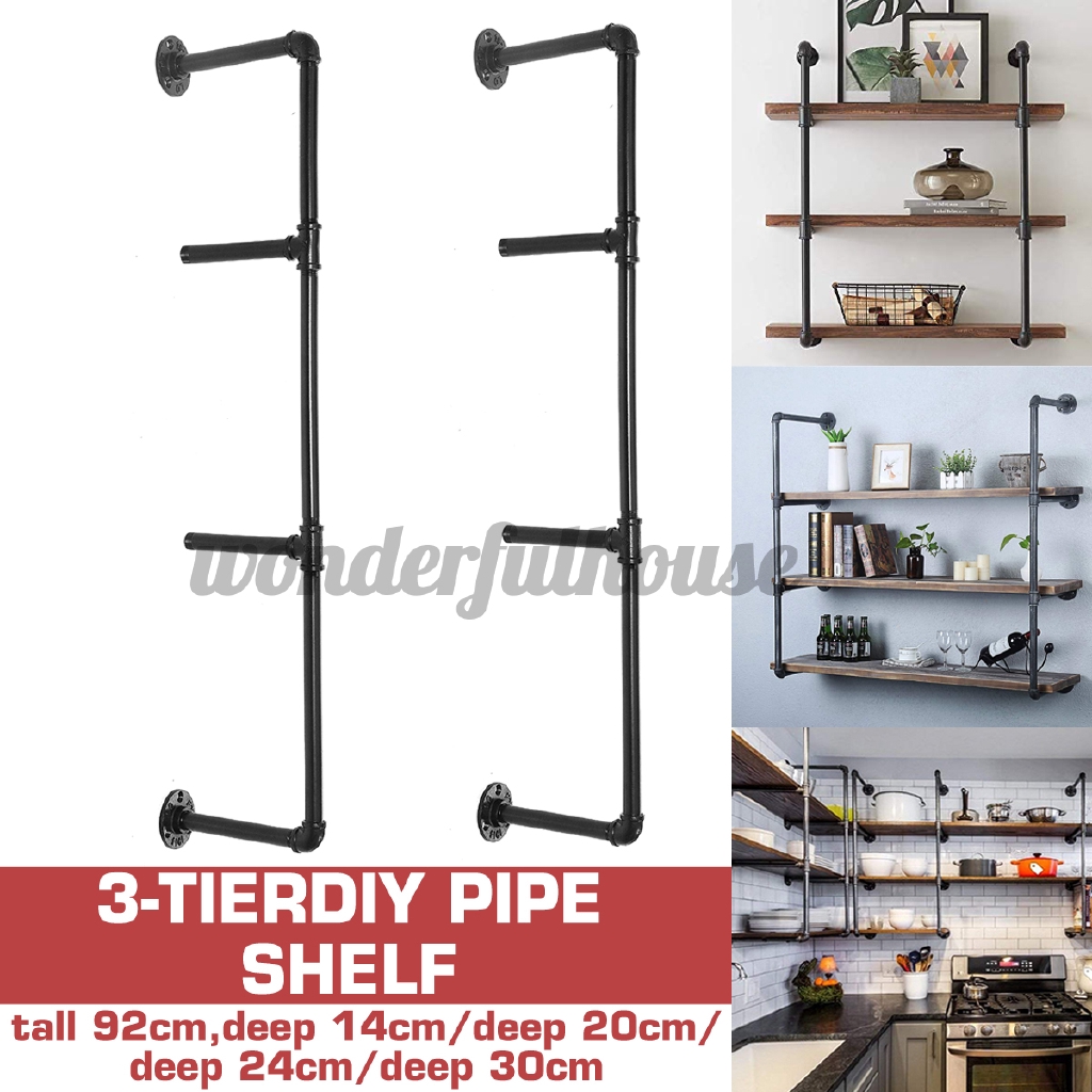 Rustic 4 Tier Industrial Wall Mounted, Industrial Wall Mounted Shelving