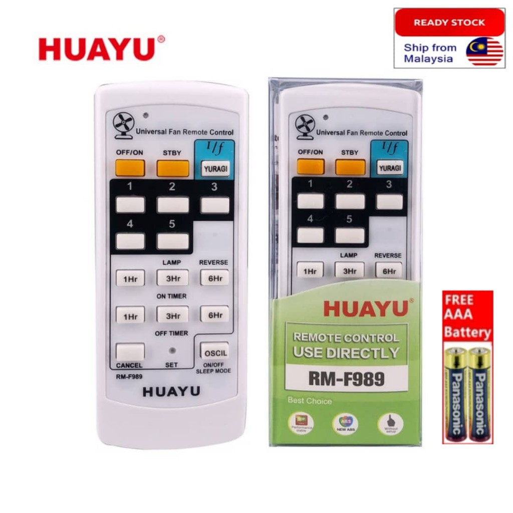 Ready Stock Universal Ceiling Fan Wall Fan Remote Control Replacement Huayu Rm F989 Free Aaa Battery