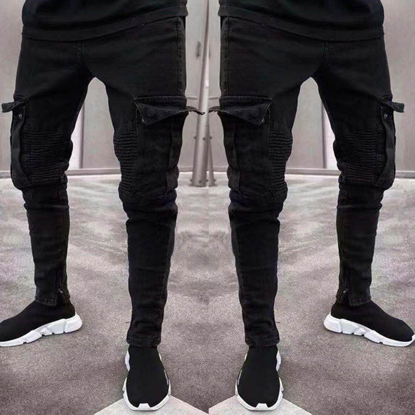 black cargo pants skinny mens