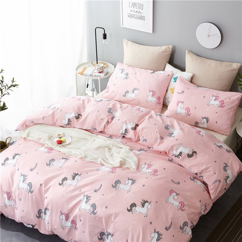 Unicorn Bedding Set Cartoon Single Bed, Unicorn King Size Bedding Set