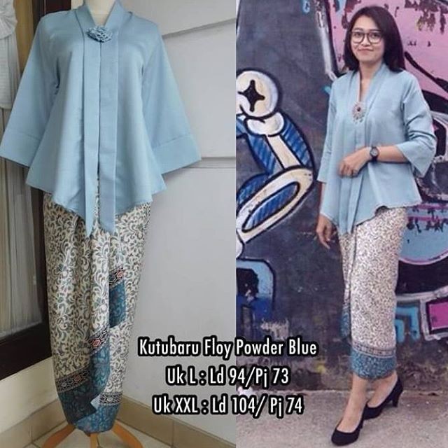 Buy Modern Javanese Blouse Suit New Floy Powder Blue Lice Suit ...