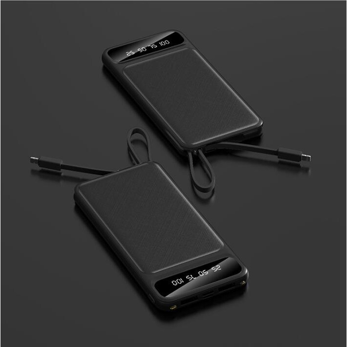 Power Bank Built-in Cable 20000mAh Power Bank 4 Output Type-C Micro USB iPhone Portable Powerbank For Samsung Phone