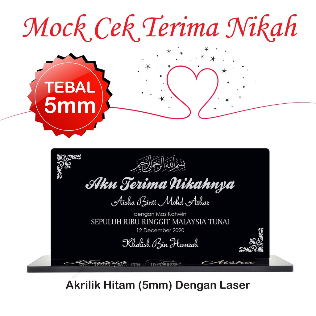 Replika Cek Acrylic Replika Perkahwinan Aku Terima Nikahnyn Mock Cek Terima Nikahnya Mockup Cek Shopee Malaysia