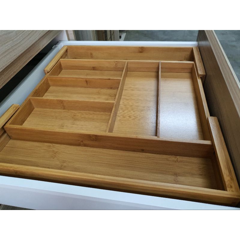 DRAWER CUTLERY UTENSIL TRAY BAMBOO WOOD DRAWER ORGANISER KENGFIX BAMBOO TRAY