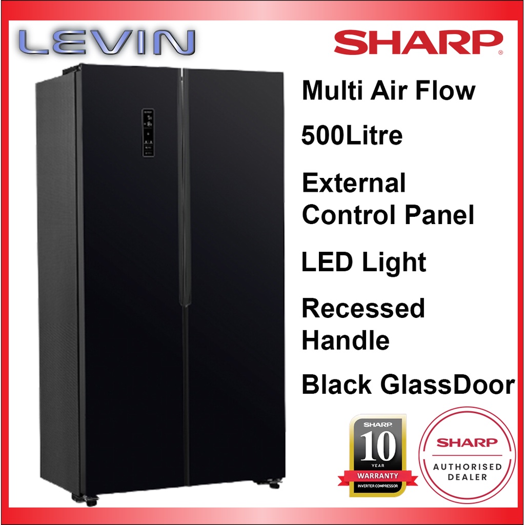Sharp 500L Side By Side Glass Door Fridge Refrigerator Shopee Malaysia