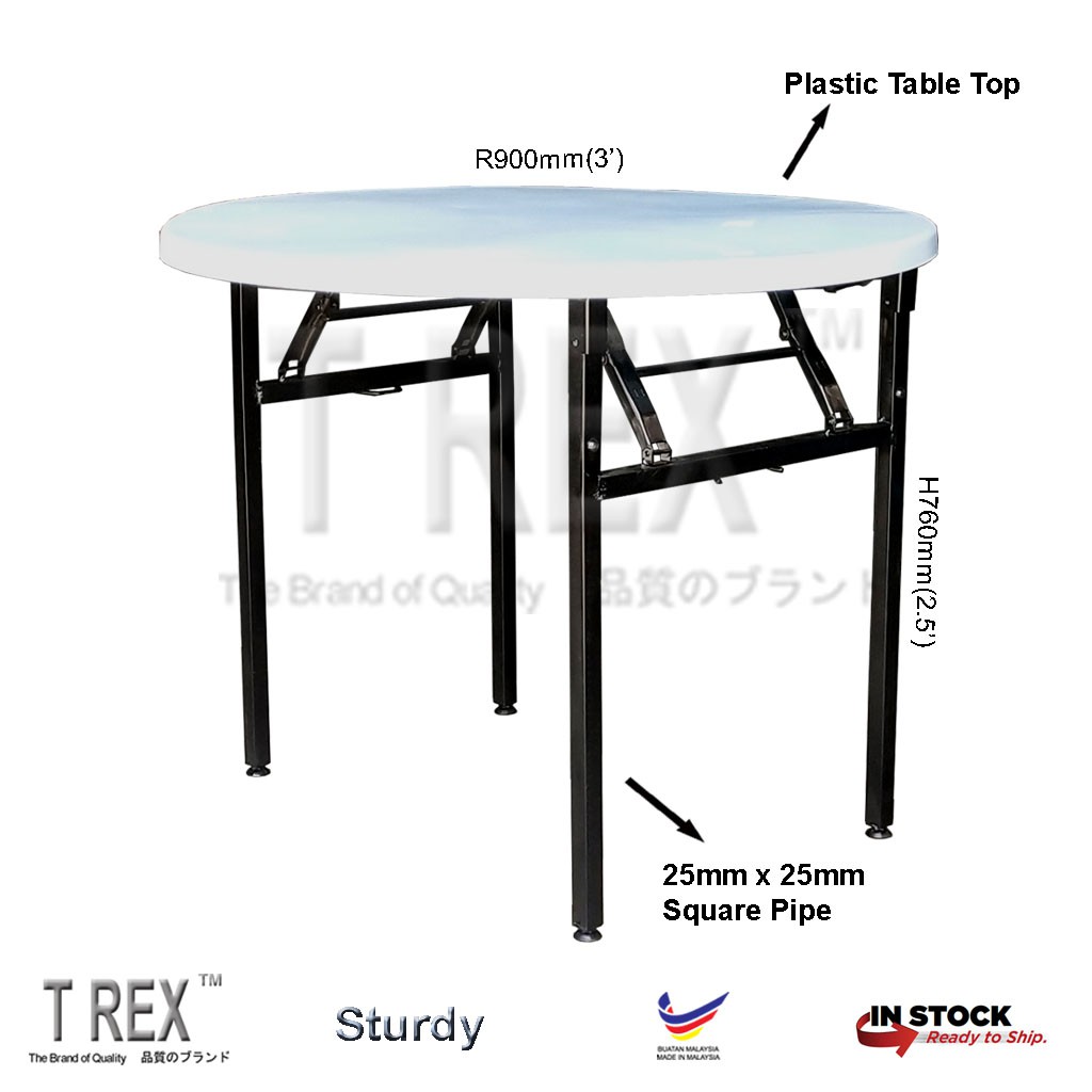 3V 3 Round Meja Lipat Foldable Table Folding Banquet 