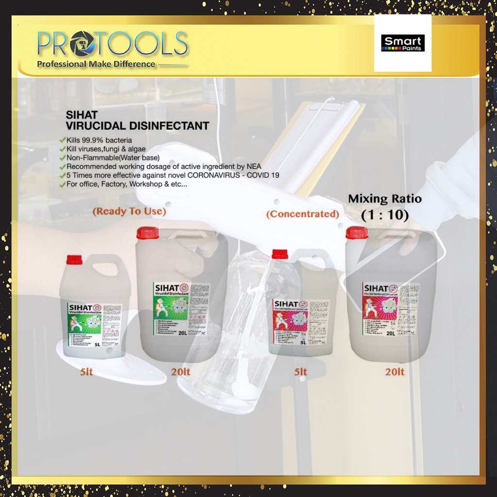 COVID 19 KILL!5L/20L 'SIHAT' VIRUCIDAL DISINFECTANT (CONCENTRATED) / 5L/20L READY TO USE