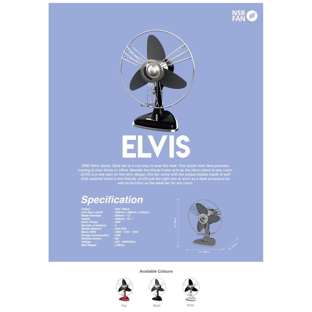 NSB ELVIS TABLE FAN/DESIGN TABLE FAN/ANTIK TABLE FAN