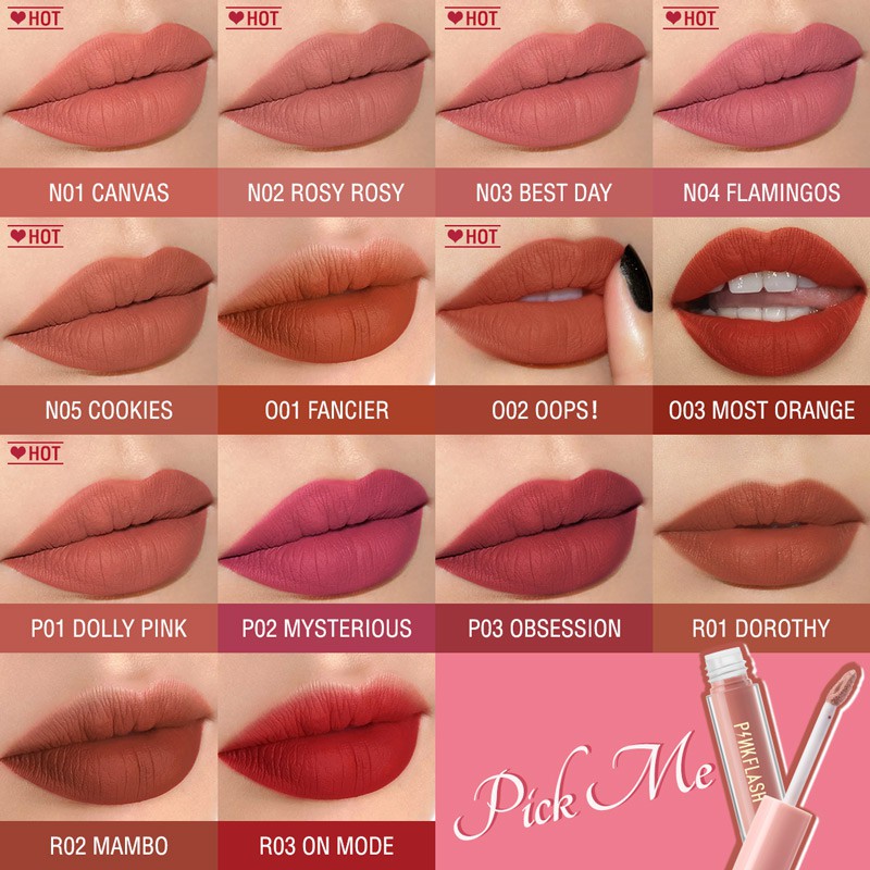 PINK FLASH Original 14 COLOR Liquid Lipstik Matte Long Lasting Lipstick