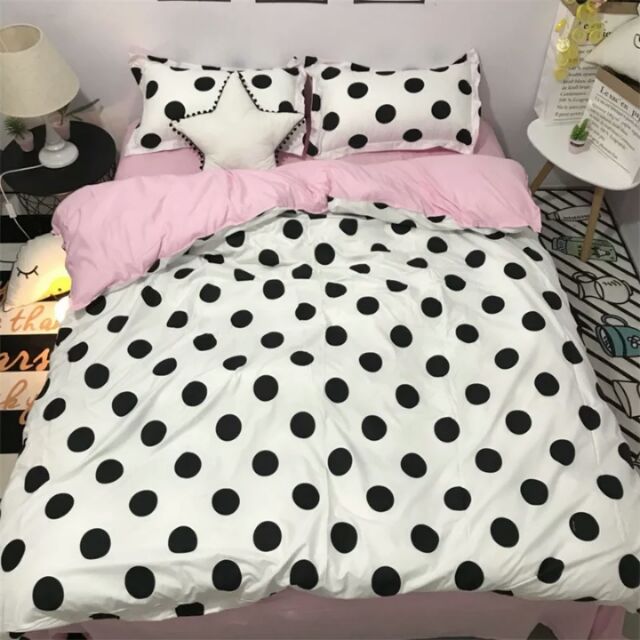 Polkadot Bedsheet Set Cadar Single Queen King 4in1 With Quilt