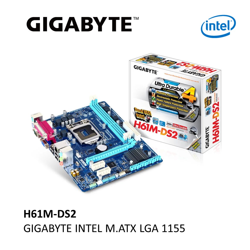 GIGABYTE GAH61MDS2 MOTHERBOARD INTEL H61 LGA 1155 MICRO ATX