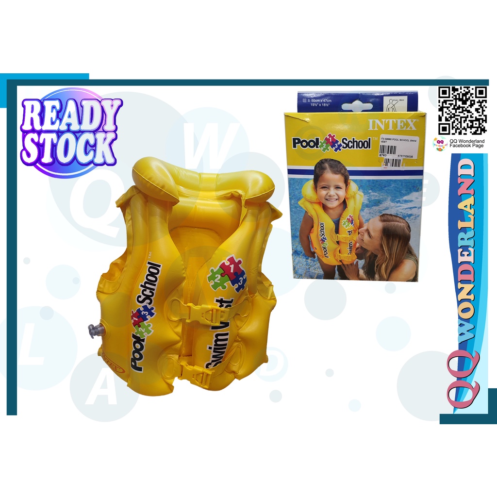 INTEX 58660 POOL SCHOOL DELUXE SWIM VEST Yellow Child Swim Vest ...