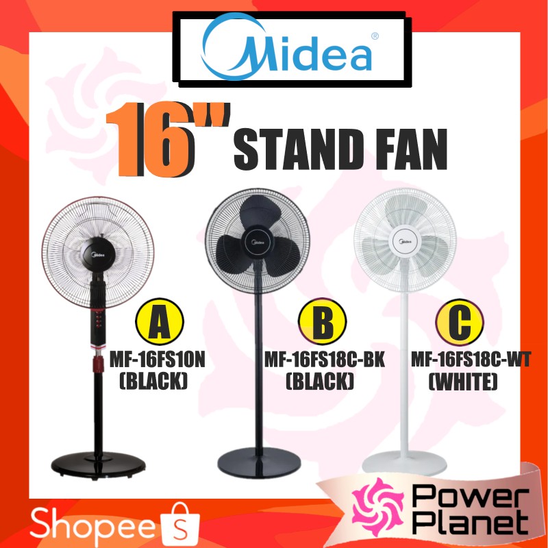 Midea 16 Stand Fan Mf 16fs18c Wt Or Bk White Black Mf16fs18cwt Mf16fs18c Or 16 Stand Fan Mf 16fs10n Black Shopee Malaysia