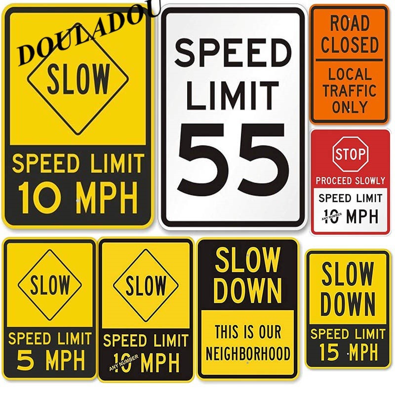 Slow Down Road Traffic Signs Vintage Metal Tin Sign School Rustic Speed Limit Decorative Retro Plaque 30*20CM