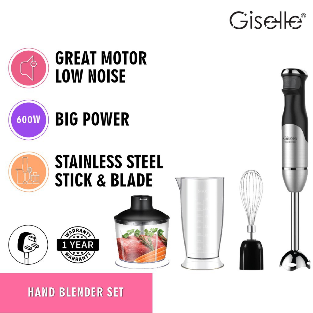 Juice blender Giselle Hand Blender Set with Malaysia Plug 600W Food