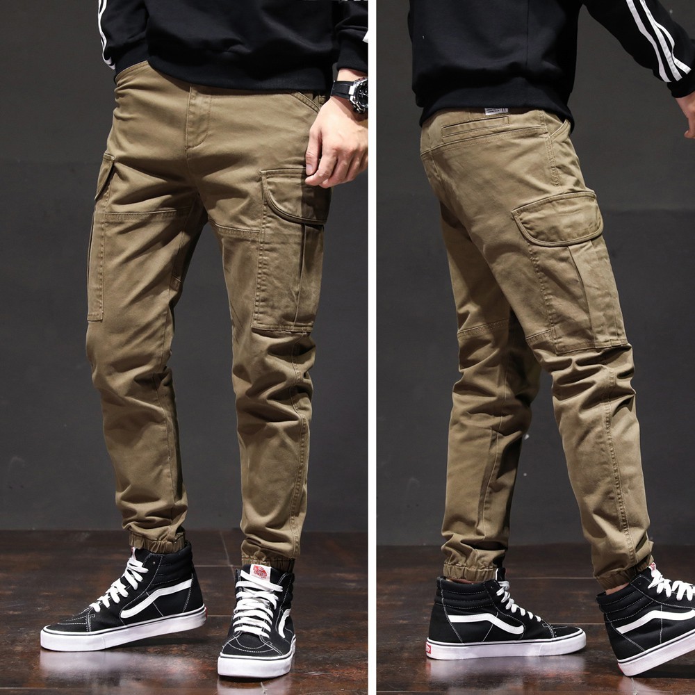 High Quality Men's Cargo Pants Casual Harem Long Pant Black Dark Khaki ...