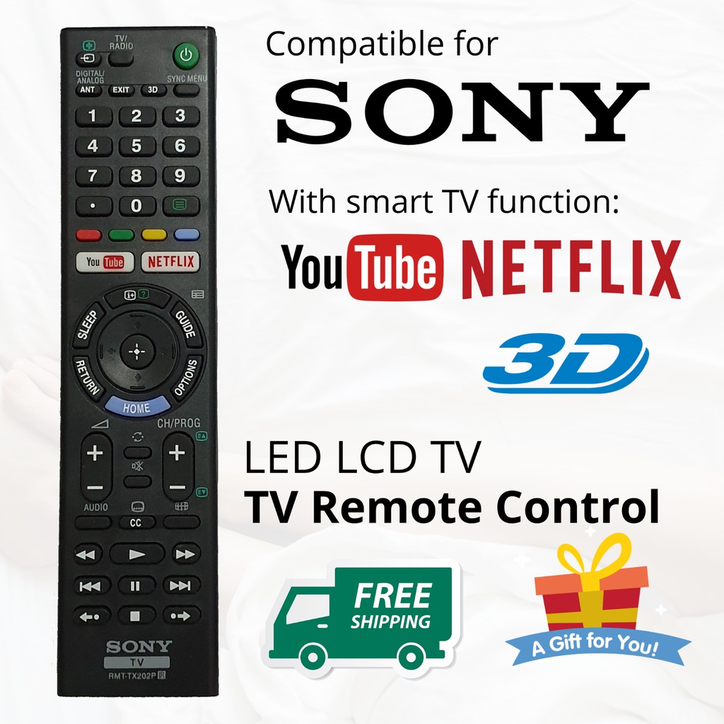 Sony RMTTX202P LED LCD TV Remote control youtube Netflix function RMT