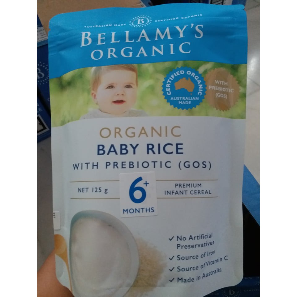 bellamy's organic baby rice with prebiotic 125g
