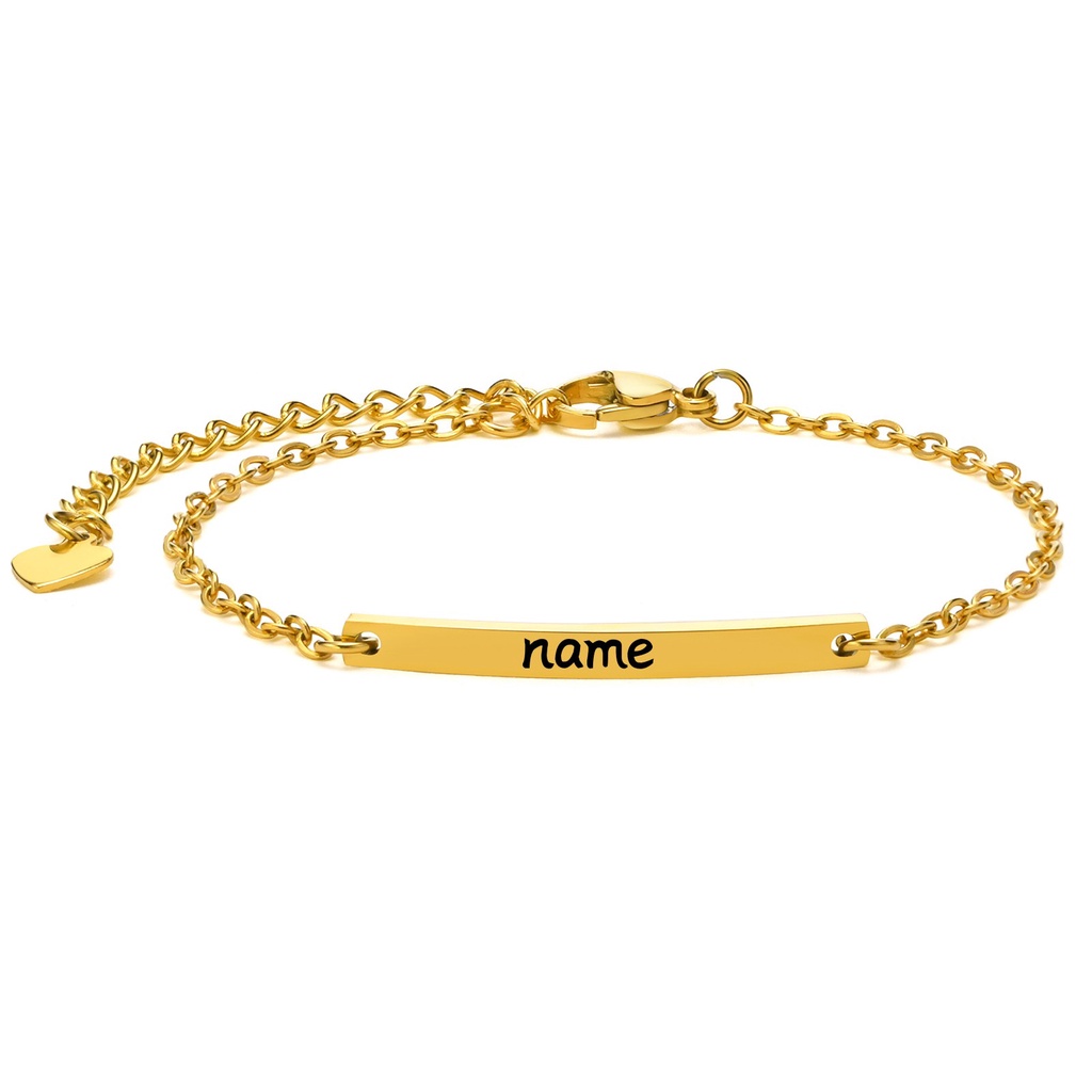 VNOX ID Personalized Engraving Jewelry Lucky Charms Women's Stainless Steel Gold Plated Bracelet