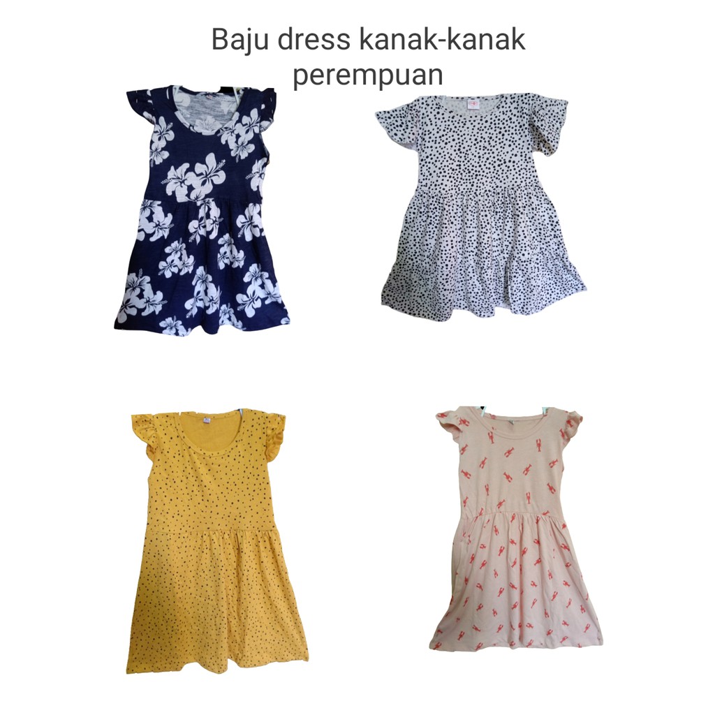 Ready Stock Cotton Wing Dress Kanak Kanak Perempuan Comel Random Design