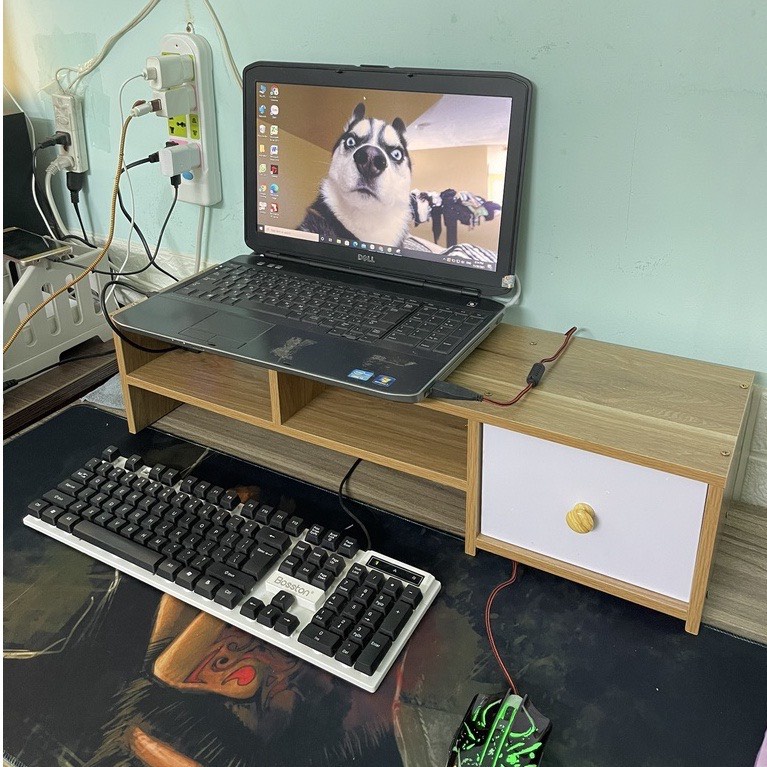 [Free shipping] Multifunctional Wooden Bookshelf, Desk Computer Shelf with Drawers