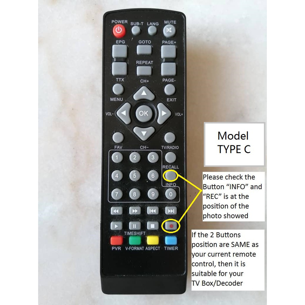 Remote Control DVB T2 DVB S2 (TYPE C) | Shopee Malaysia