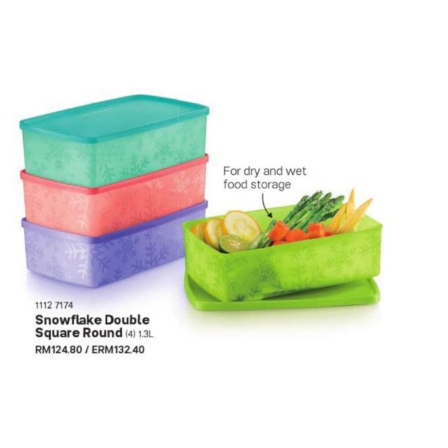 tupperware snowflake double square round 1112 7174