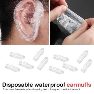 ♔P&M♚ 100PCS Disposable Hair Dyer Ear Protector Covers Shower Caps For Ears Clear