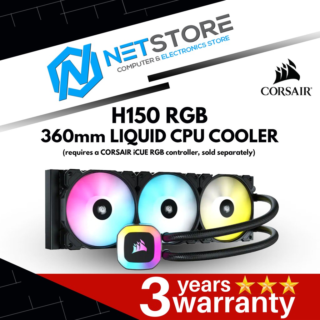 CORSAIR H150 RGB 360mm LIQUID CPU COOLER CW9060054WW (requires a